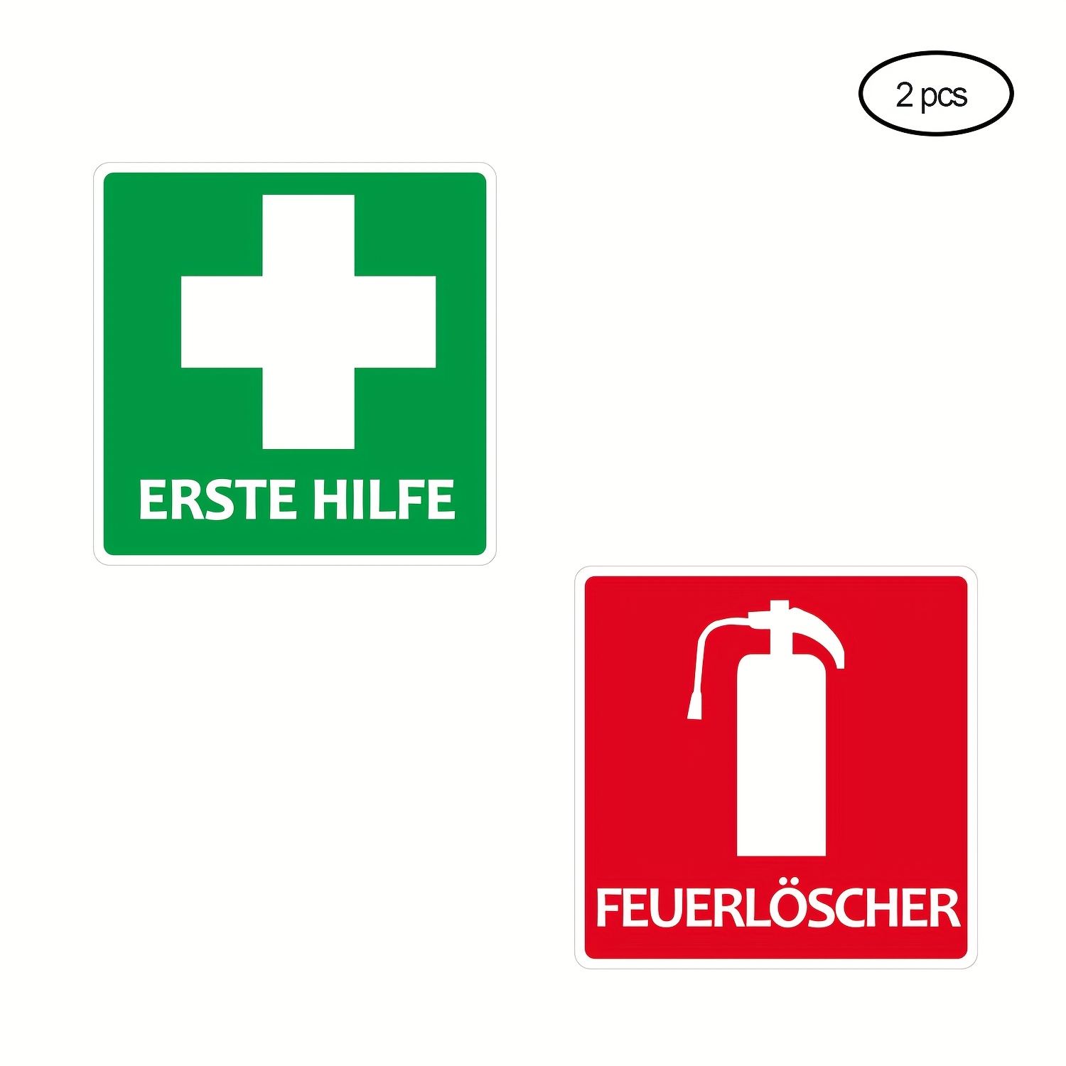 Image of 2pcs German Emergency Rescue/fire Extinguisher Safety Pvc Decals Suitable For Vehicles And Home Public Spaces, Provide Rescue Instructions In Emergencies, Rescue Equipment Matching Stickers