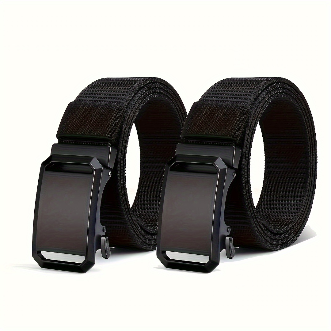 TEMU 2pcs Men's Nylon Automatic Belt, Casual Nylon Pants Belt