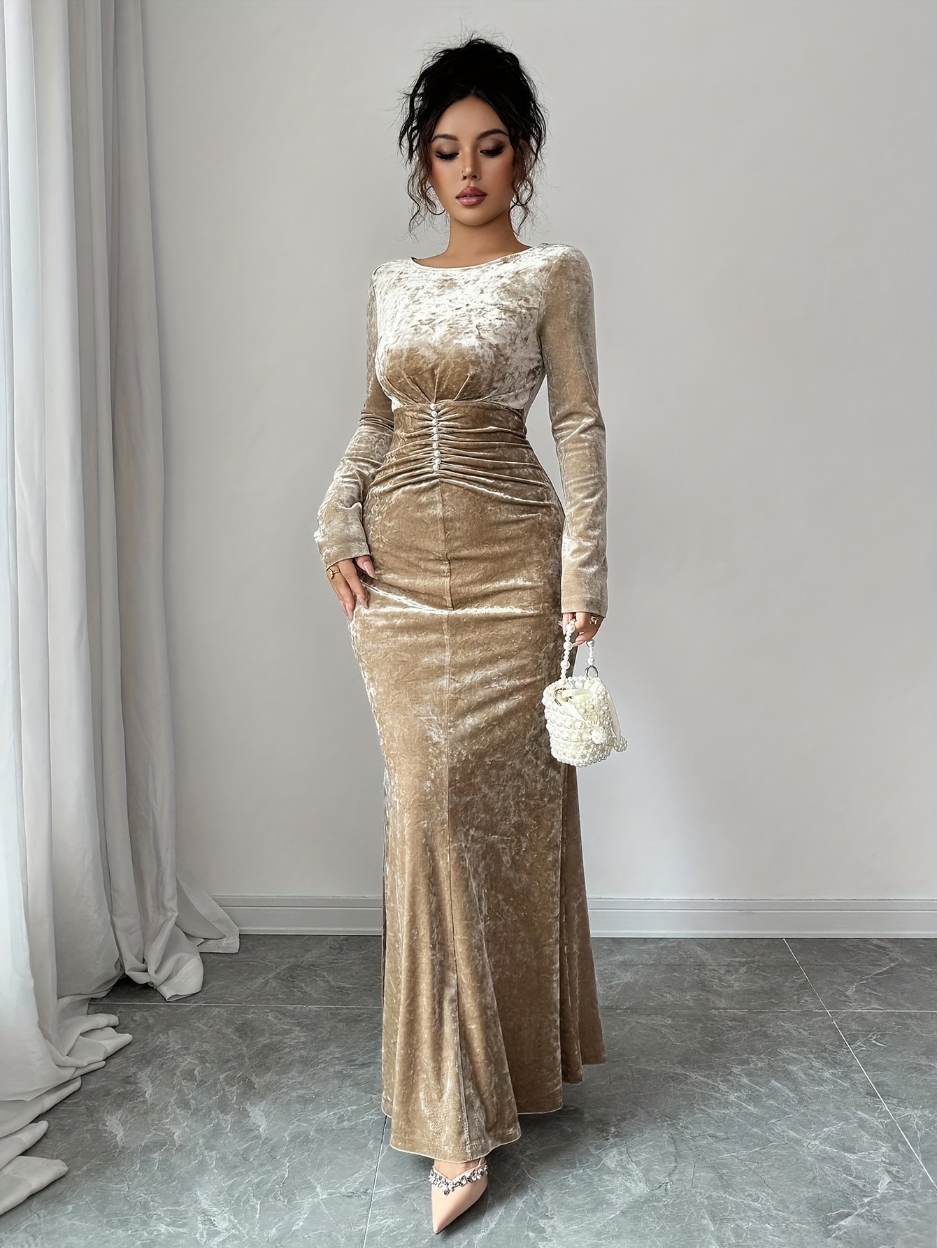 sequins long sleeve homecoming dresses Scala 61310 Long Sleeve Prom Sequin Formal Dress