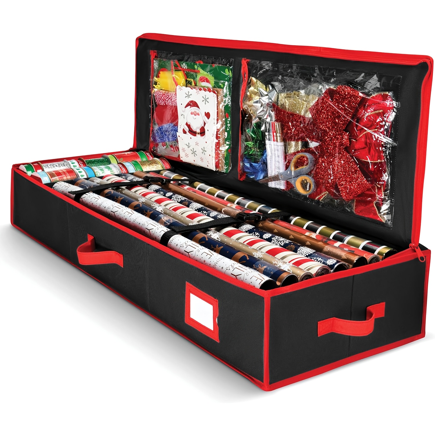 Image of Heavy Duty Packaging Paper Storage Bag Red, Christmas Packaging Paper And Gift Bag Storage Bag, Packaging Paper Storage Container, Holiday Christmas Decoration, Gift Wrap Storage