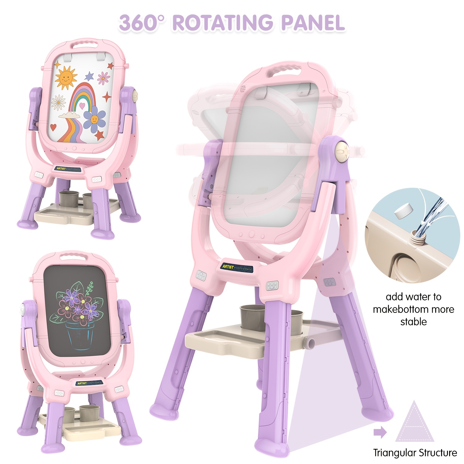 1pc   kids rotatable magnetic drawing writing easel double sided adjustable stand   accessories durable pp material