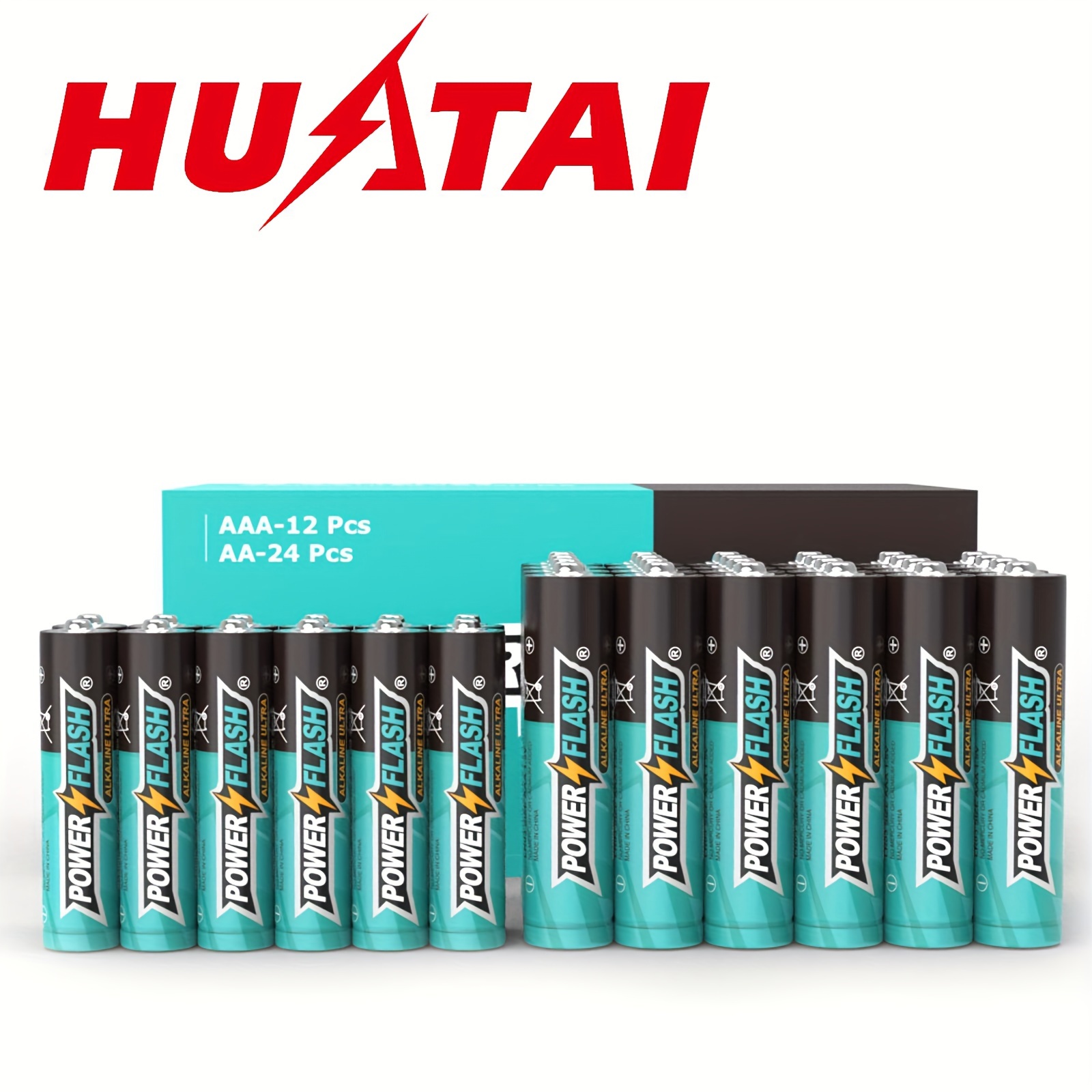 

Huatai Powerflash Alkaline Long-lasting Batteries, Value Pack, Set Of 12 Aaa And 24 Aa Batteries For Various Household Device