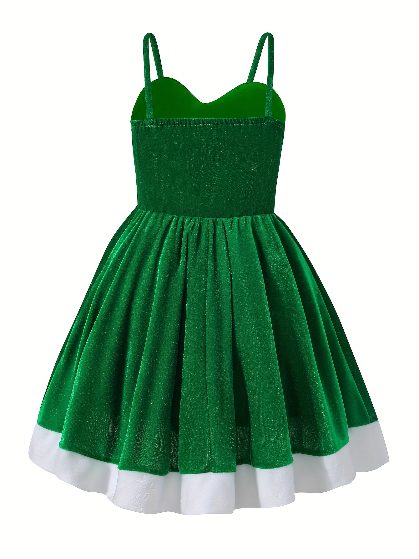 girls green white plush christmas dress red santa hat - Temu Chile