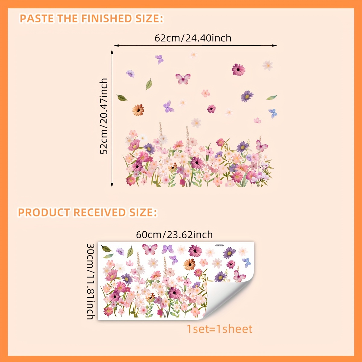 Image of A Colorful Floral And Leaf Window Sticker (30*60cm) With Aesthetic, Double-sided Visibility, 20 Mil Thickness For Glass Decoration (dj7543-nl)