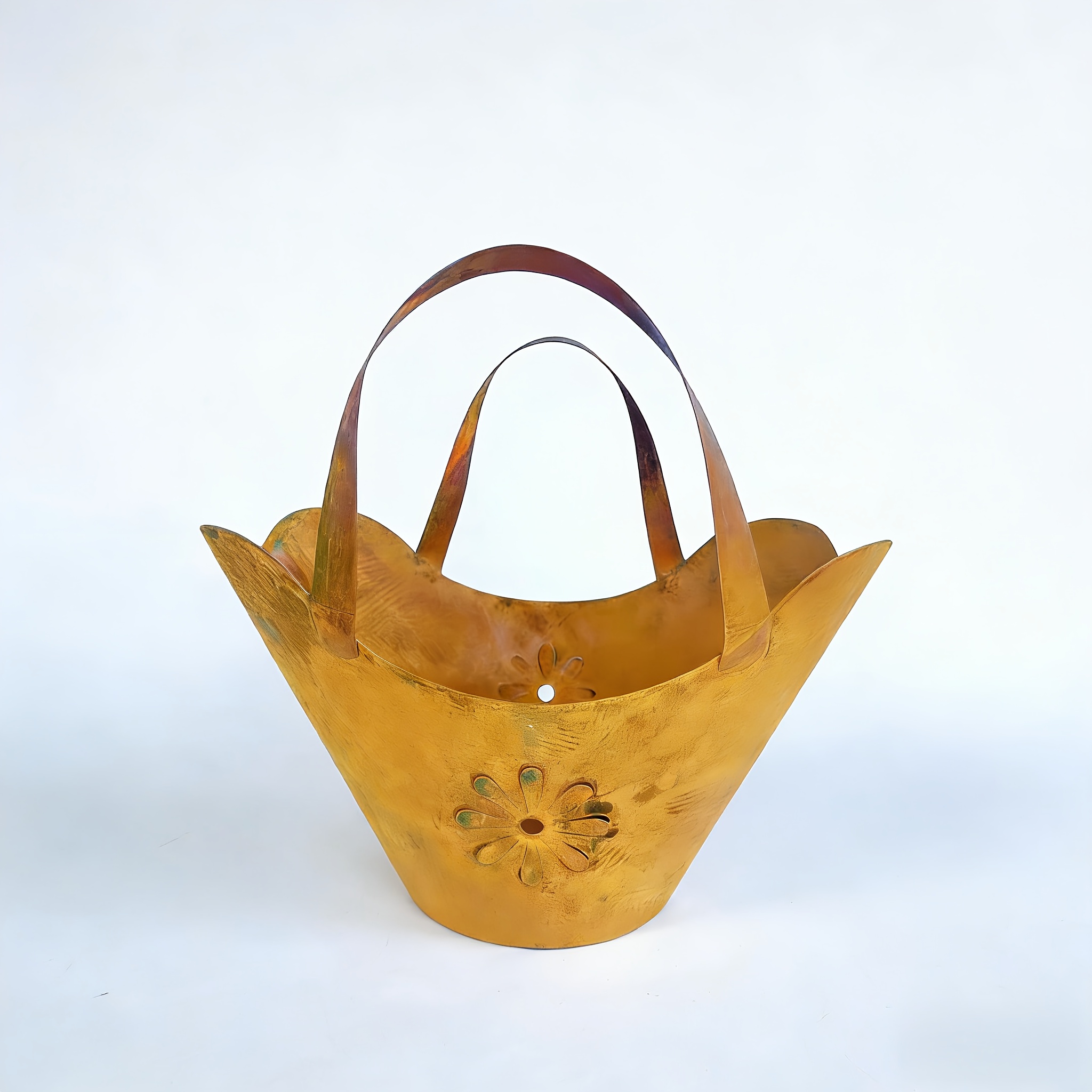 E-shop Eleganter Gartenpflanzkasten aus Eisen - Rustikales Gänseblümchenmuster, Pflanztopf im europäischen Stil für den Außen- und Innenbereich,
