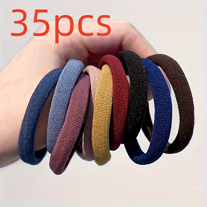 35pcs High-elasticity Seamless Hair Ties, Durable Elastic Ponytail Holders, Mixed Colors Bands Set For