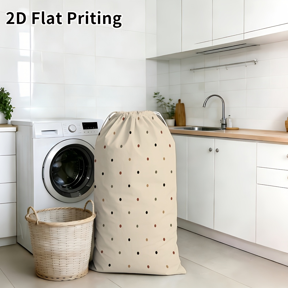TEMU Polka Dot Print Bag Clothes Storage Organizer 1pc With 2d Flat Printing For Home Dorm Bedroom Laundry Room Travel Use And Closet Organization