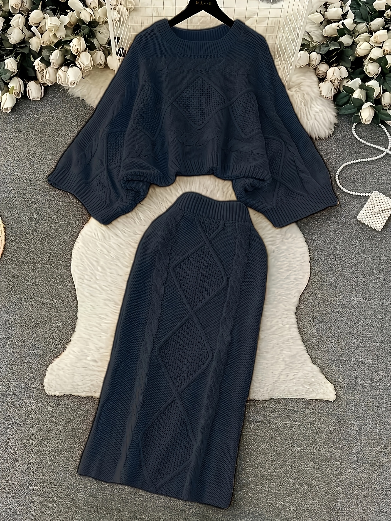 casual plus size sweater skirt two piece set Temu Sweden