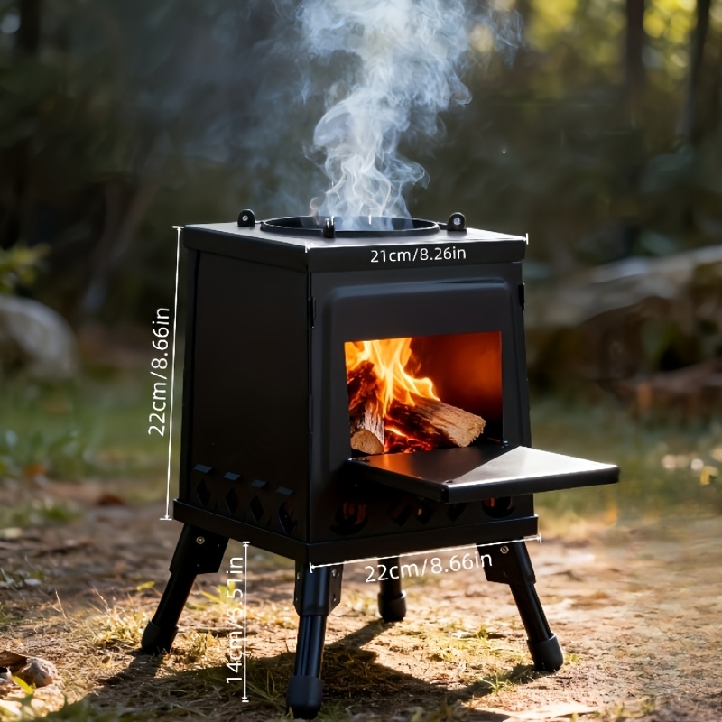 TEMU Portable Folding Camping Stove | Durable Powder-coated Plastic | Multipurpose For Outdoor Bbq, Boiling Water, Cooking | No Lighter Required