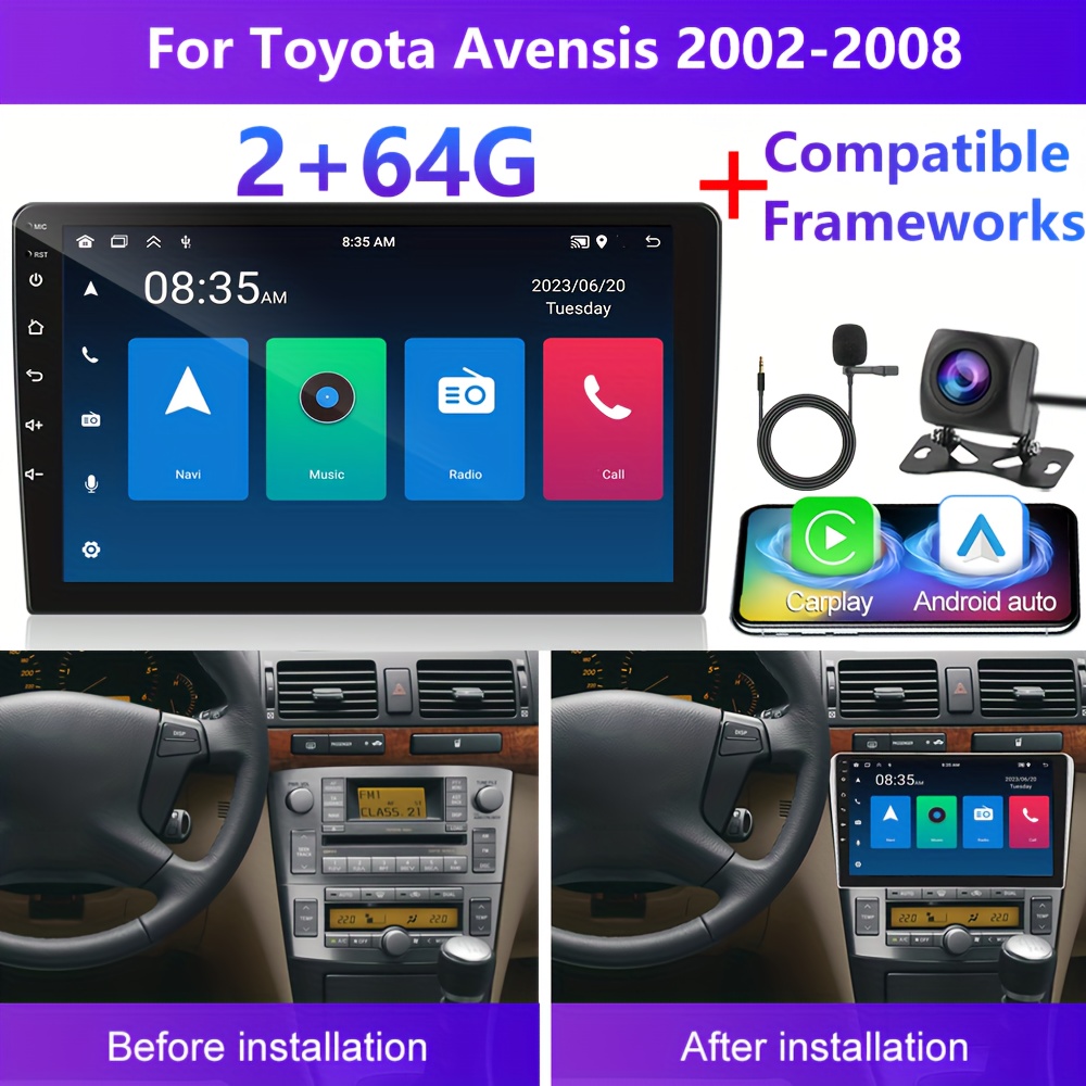 Image of [2g+64g]podofo 13 Car Stereo For 2002-2008 (frame Included) Double Din Auto, 9 Inch Touchscreen 2 Din With Gps Navigation Wireless Fm Hifi Wifi Usb + Ahd Backup Camera + Mic