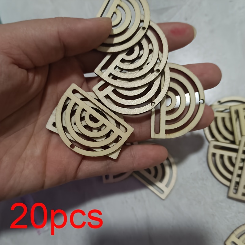 Image of 20pcs Rainbow Wooden Macrame Earring Blanks - Diy Craft Pendants For Women's Jewelry Making & Necklace Accessories