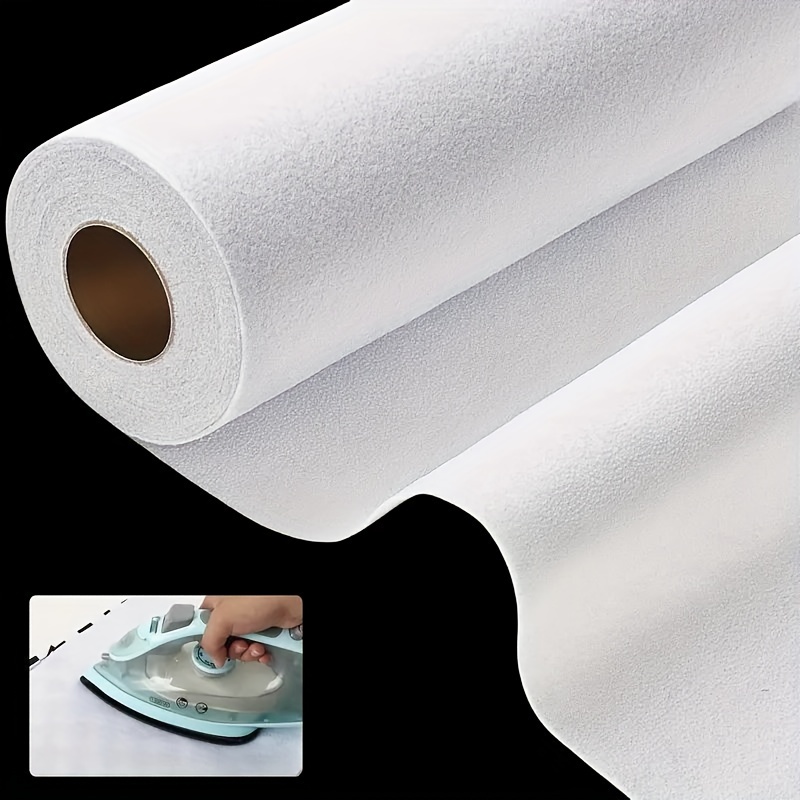 

White Medium-weight Fusible Interfacing Fabric Roll - 12 Inch X 30 Yards, 100% Polyester Single-sided Iron-on Interlining For Diy Crafts And Sewing Projects