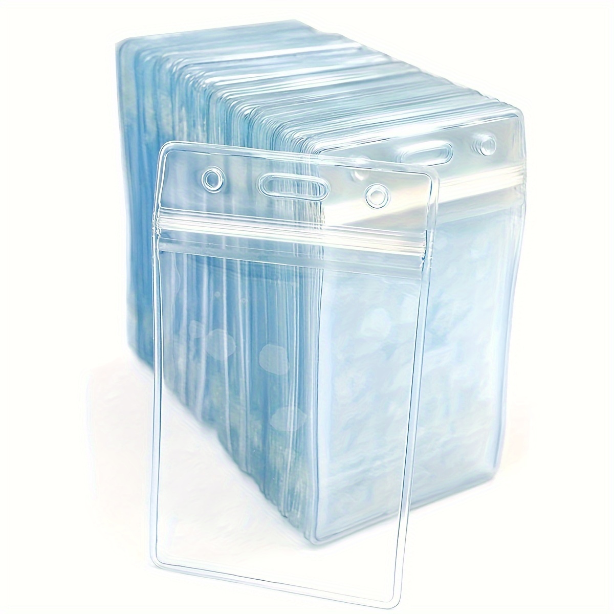 

50-pack Transparent Waterproof Pvc Card Holder, Vertical Id Badge Reel For Exhibitions, Certificates, And Employee Name Tags