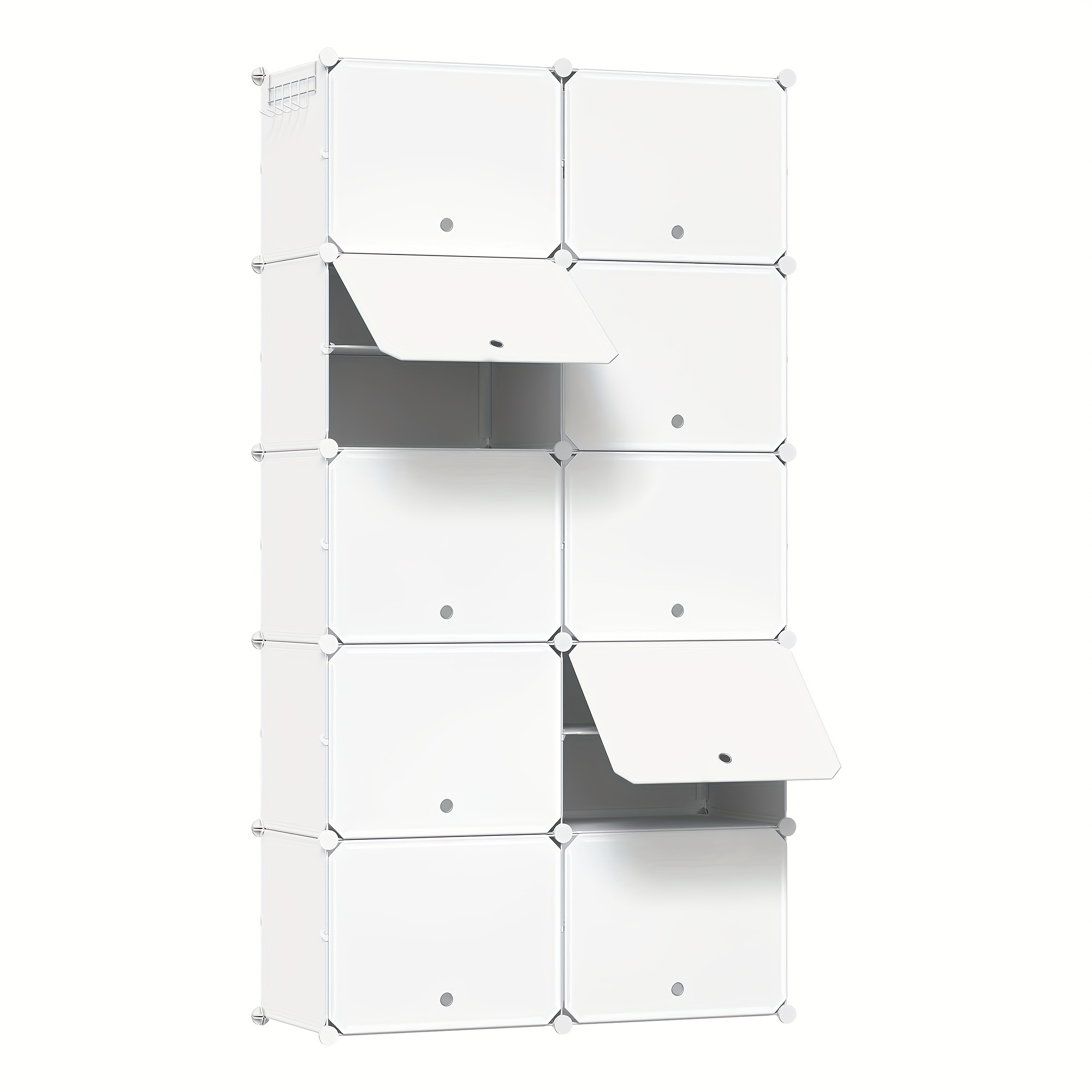 Image of A Shoe Cabinet With 10 Sections That Can Hold Up To 40 Pairs Of Shoes, Suitable For , Living Rooms, Or Bedrooms. This White Shoe Rack Features Doors And Is Constructed From Modular Pp Board