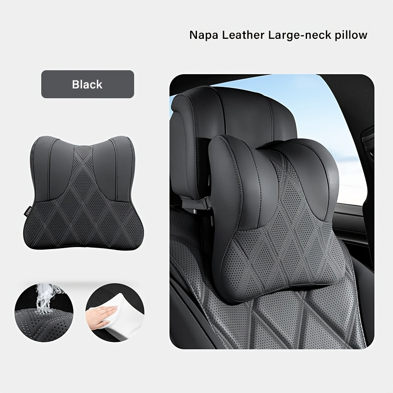 TEMU Large Neck Pillow, Leather Headrest, , Exquisite Embroidered Headrest Cushion, Adjustable Height Seat Cushion, Car Seat Cover Additions, Seat