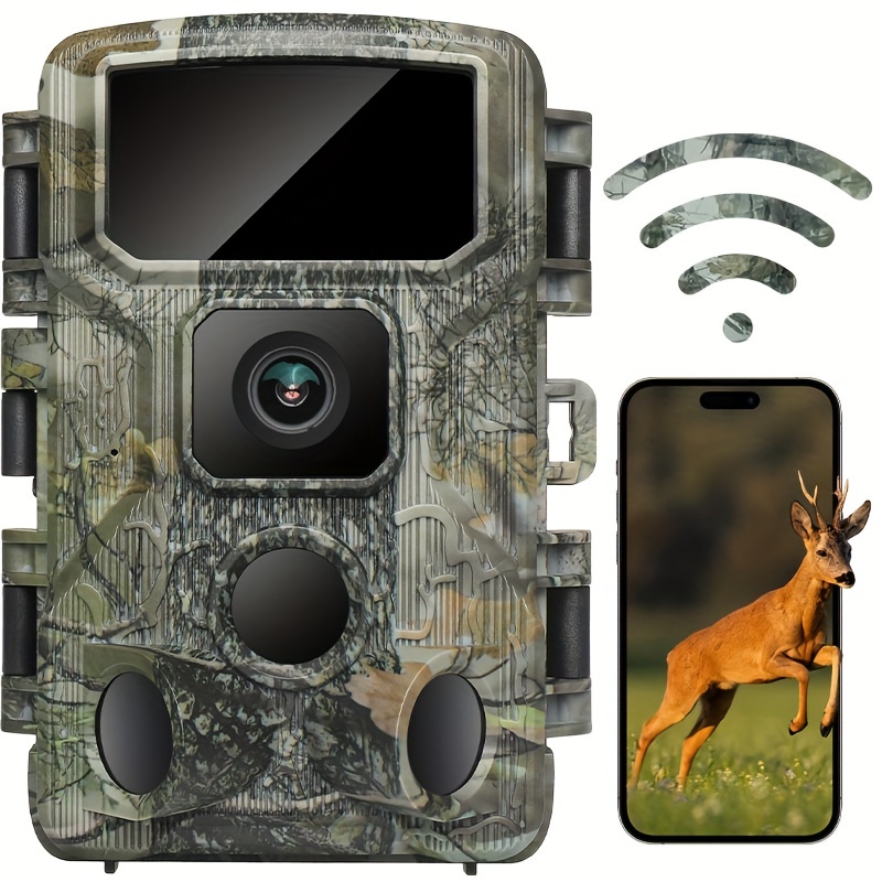 

4k 64mp Wifi Trail Camera With Night Vision - Includes 64gb Memory Card, Motion Sensor, App Control For Wildlife Monitoring, Game Camera