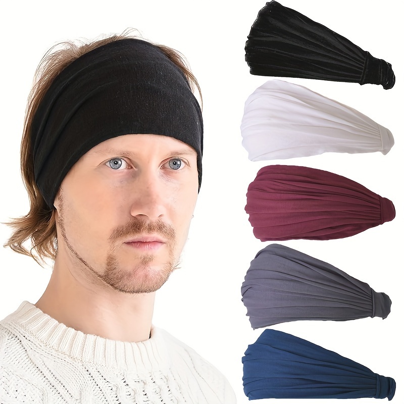 2pcs wide brim breathable sports headbands classic retro boho style solid color headband for fitness yoga running