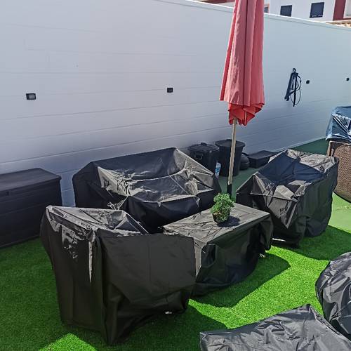 4pcs outdoor furniture cover includ ourdoor sofa cover 2 chair covers coffee table cover with wind strap and adjustable drawstring suitable for use room courtyard balcony patio furniture