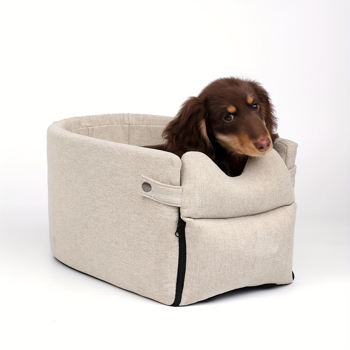 1pc cozy polyester dog bed with removable cover soft warm and secure pet car seat for small to medium breeds ideal for traveling travel   plush interior secure closure dog bed for car Product details 3