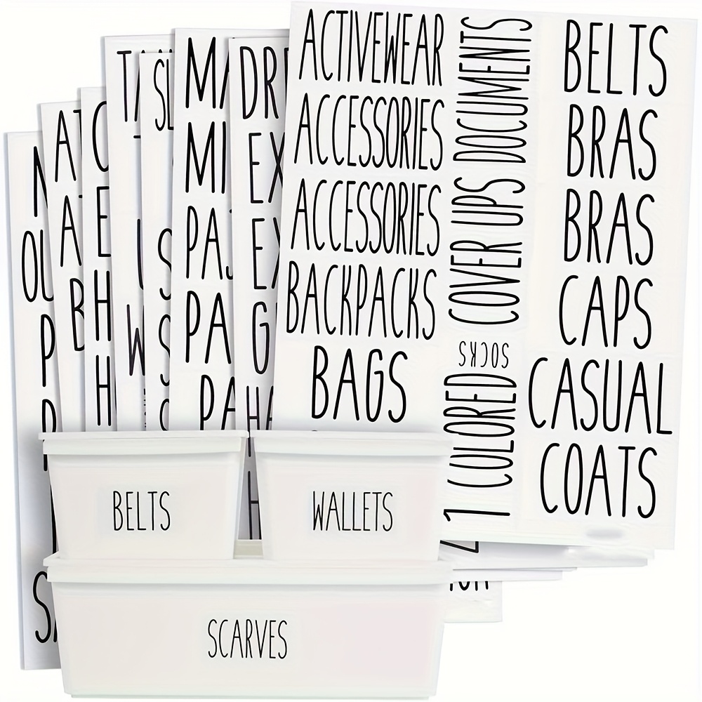 TEMU 133pcs Transparent Closet Labels For Bins And Baskets, Preprinted Water-resistant Stickers For Organizing Clothing And Storage Containers (all