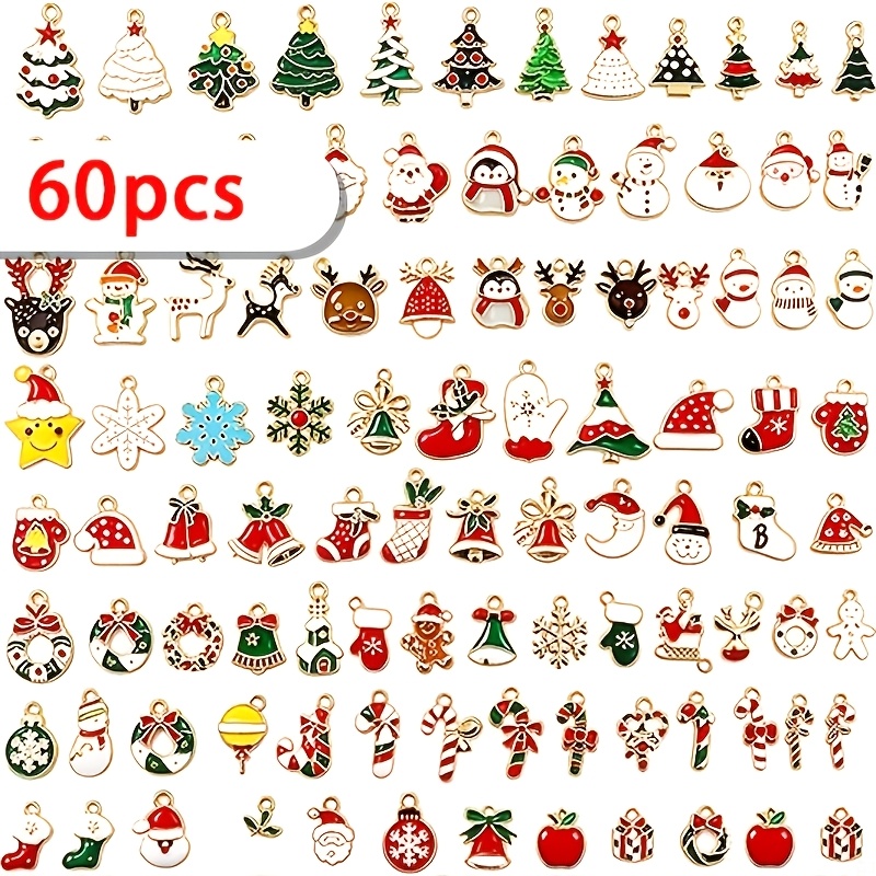TEMU 60/120pcs Random Styles Christmas Series Alloy Enamel Charms For Craft Making Keychains, Key Fob Additions Decoration And Personalized Socks
