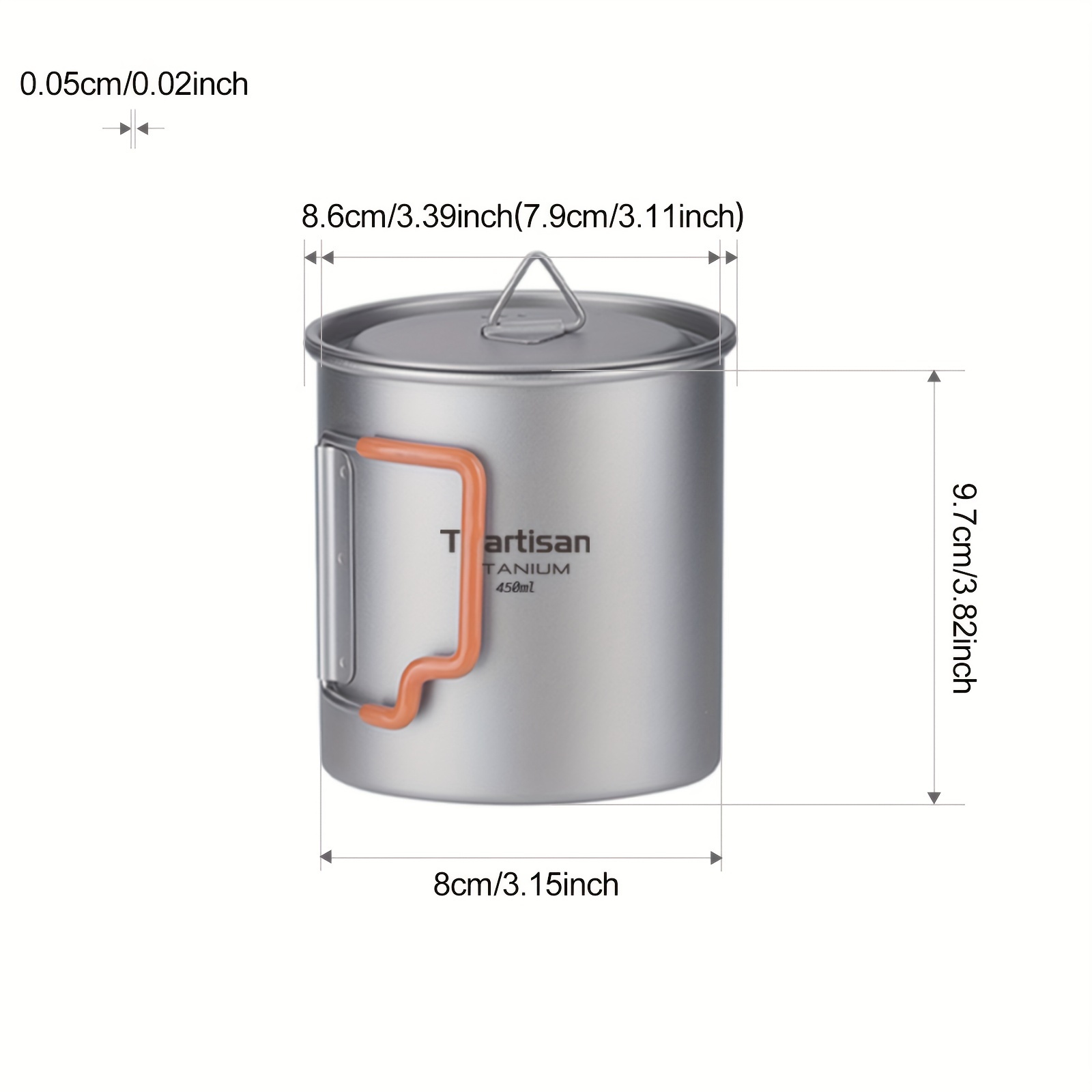 TEMU da acqua da campeggio per esterni in puro titanio con pieghevole per viaggio ed escursionismo, da caff癡 portatile per bevande 450ml/750ml