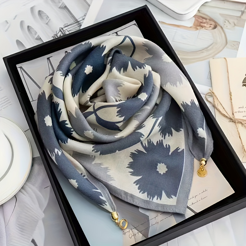 E-shop 1 Eleganter Schal mit Ahornblatt-Print - Atmungsaktiver Viskose-Schal mit goldener Schnalle, geeignet für Outdoor- und formelle Anlässe,