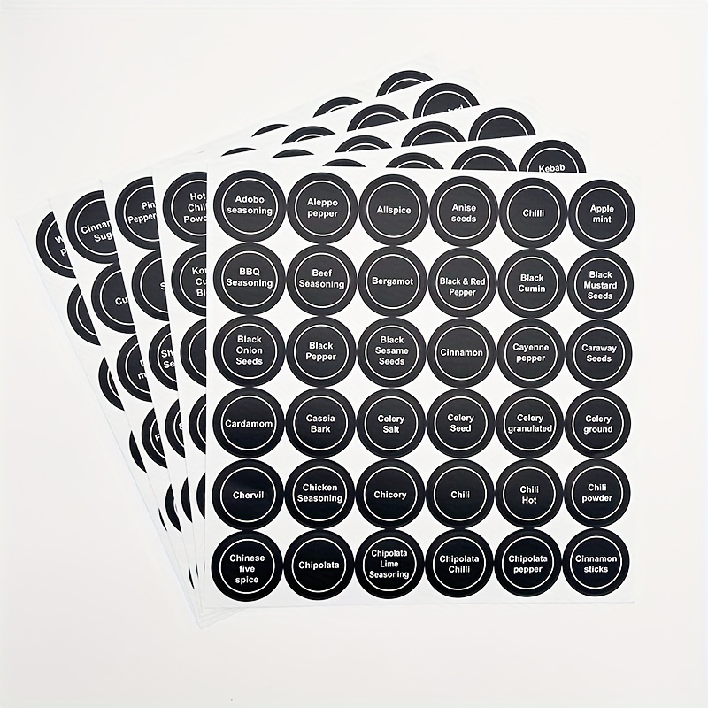 

180pcs Spice Jar Labels And Cutlery Room Stickers, Blackboard Round Labels 1.5 Inches, With Writing Labels, Waterproof And Tear-resistant (149 Printed Labels + 31 Blank Labels)