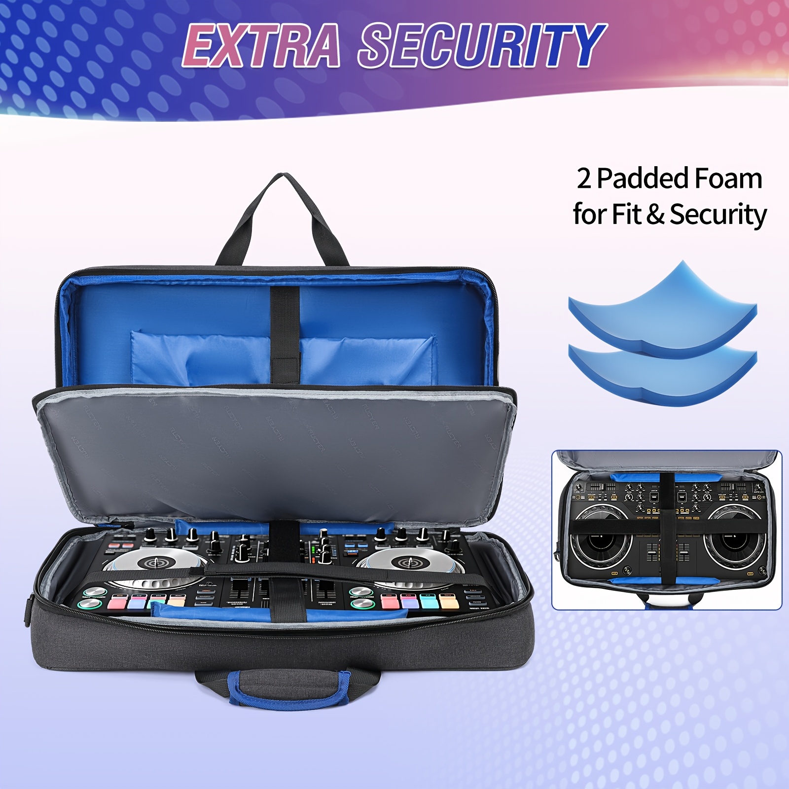 YH&GS Thickened DJ Controller Backpack with 15.6-Inch Laptop Compartment