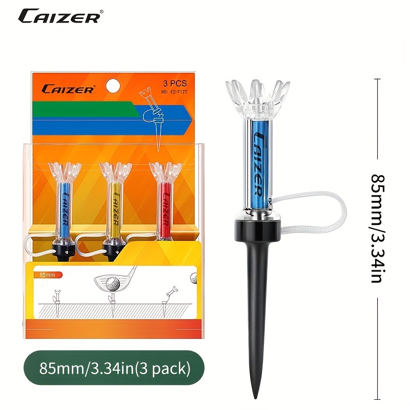 TEMU Caizer 3pcs Magnetic Golf Tee Set - Strong Magnetic Feature, 360° Bounce, In 3 Sizes For And Game Improvement!