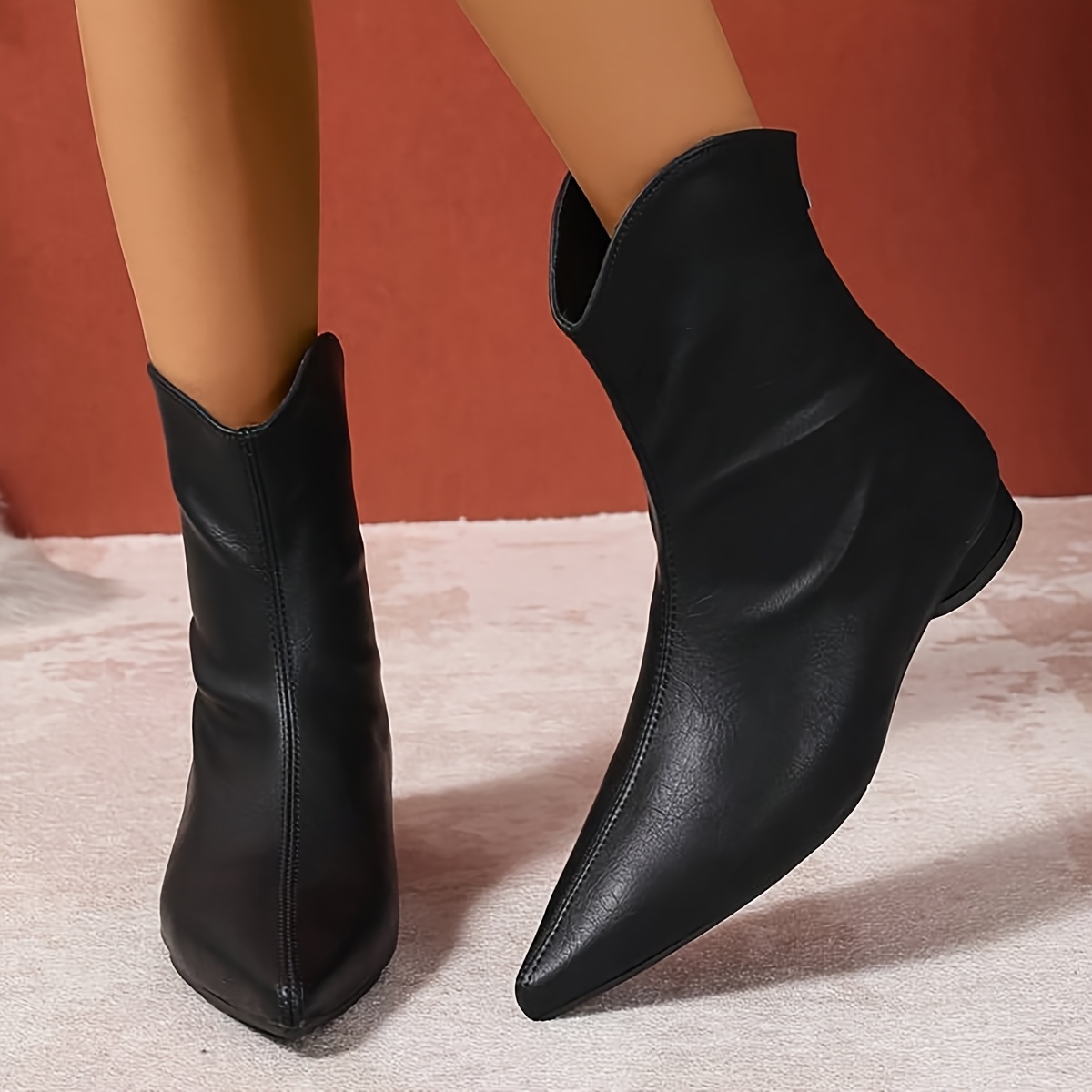 1pr womens fashion ankle booties comfortable urban style short boots with plain toe man made upper fabric lining rubber sole for home and travel use versatile footwear modern short boots durable   boots