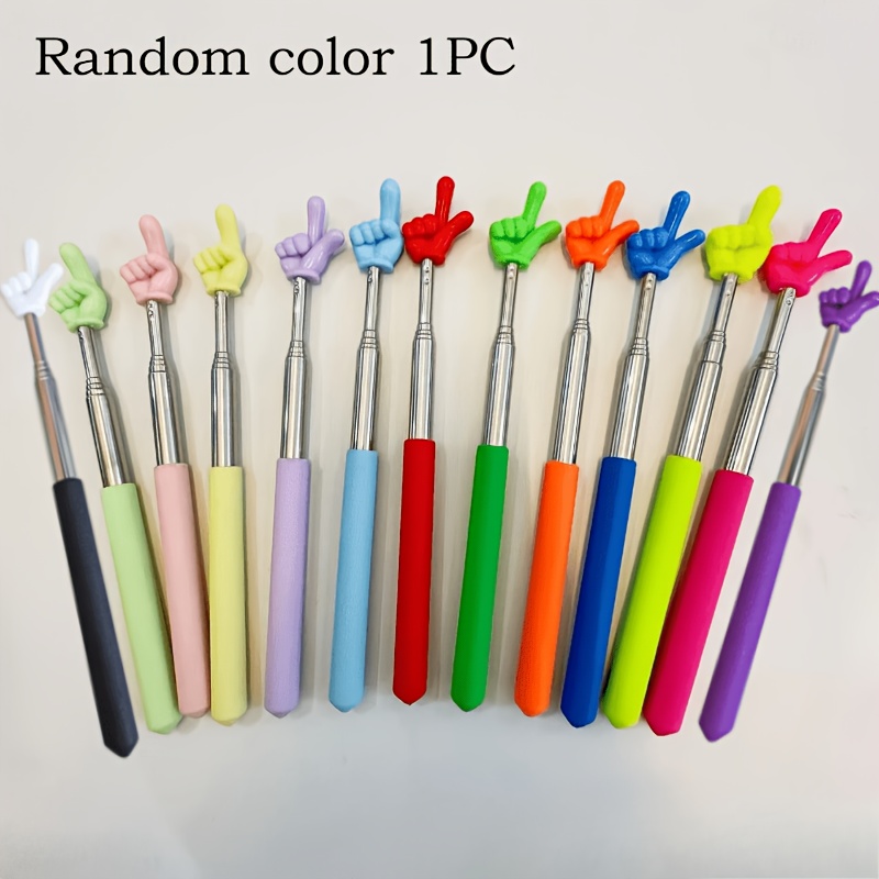 TEMU 1pc Retractable Dual-finger Reading Stick, Random Color Teaching Stick, Reading Finger Retractable Stick, Teaching Aid Pointer , Teacher's