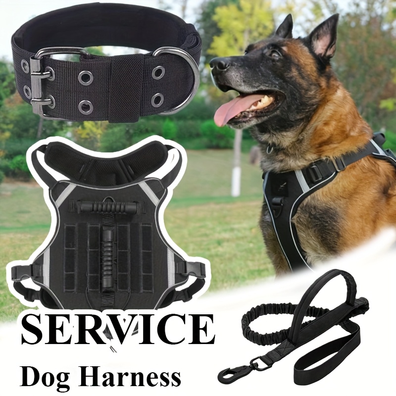 Three-Piece Tactical Set for Medium to Large Service Dogs, Harness, Leash & Collar