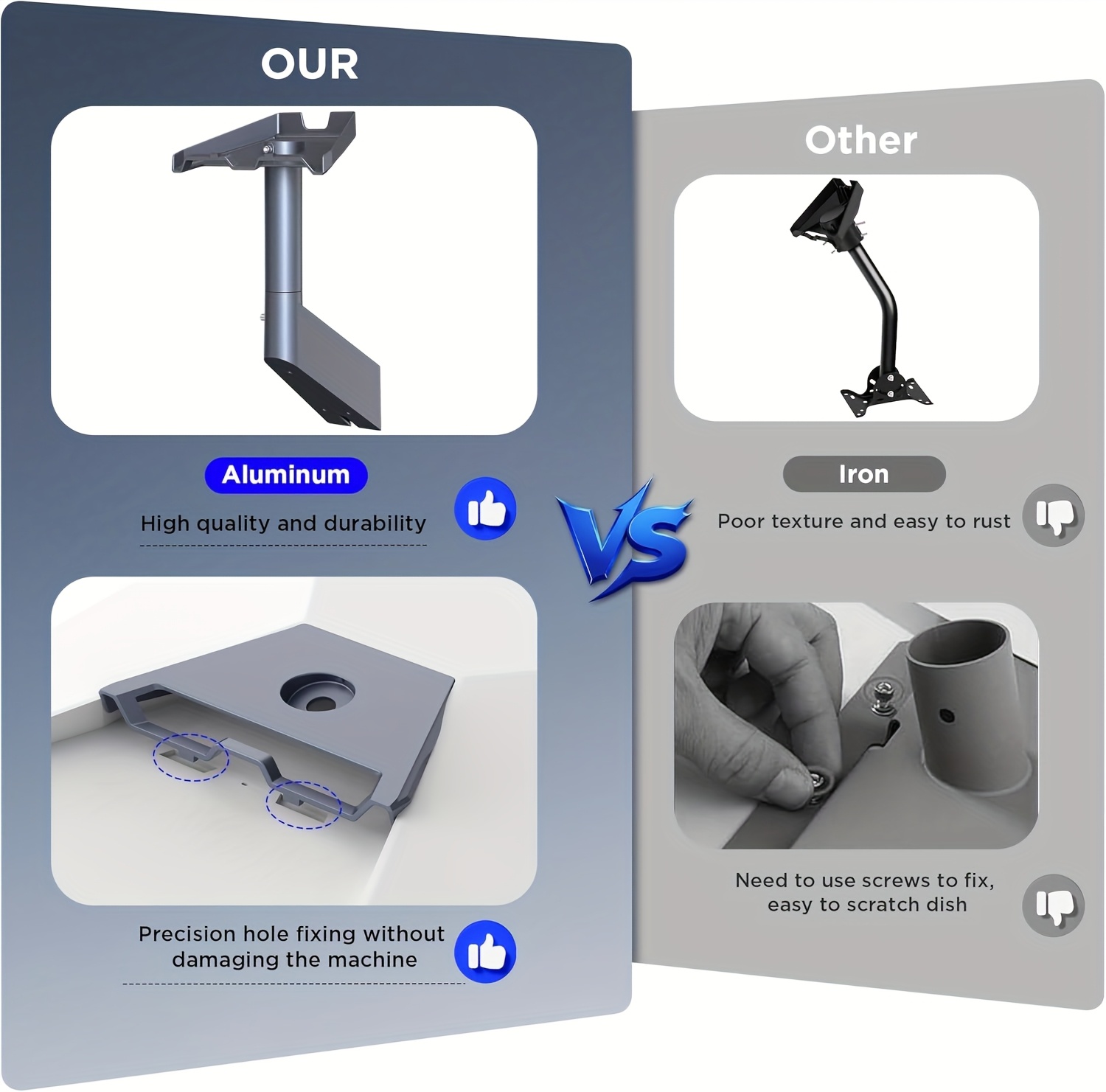 Support en Alliage d'Aluminium pour Mur/Toit Starlink Gen 3, Kit de Montage à Poteau Court, Support Starlink pour Gen 3/V3