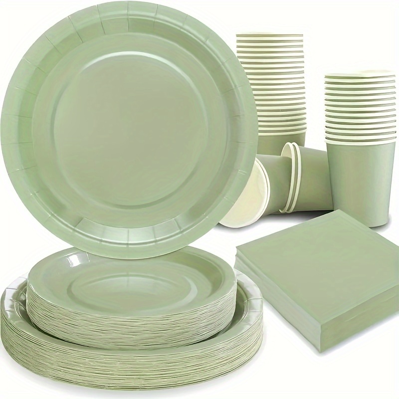 sage green party supplies set disposable tableware set Temu