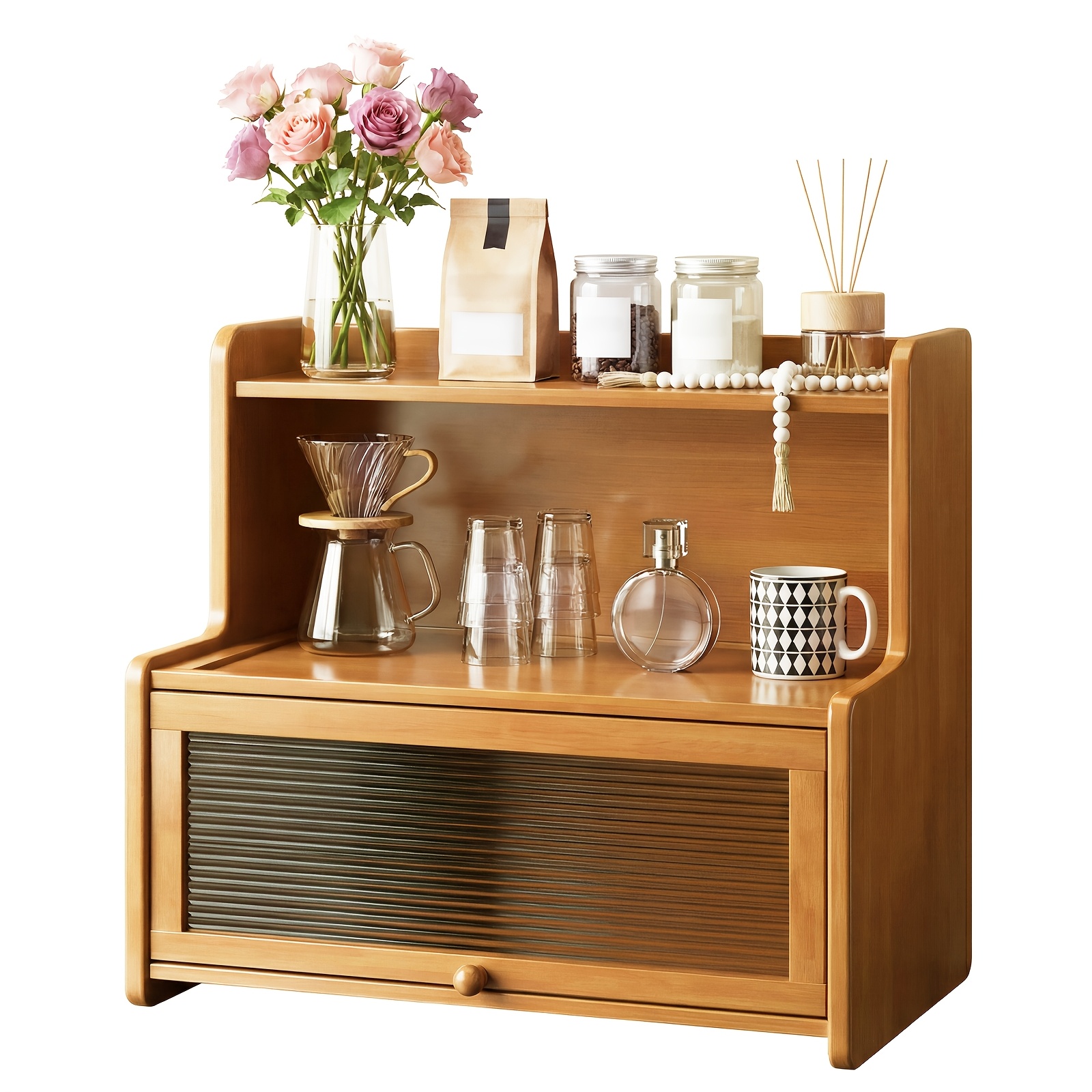 Image of 3-tier Acrylic Window Shelf, Retro Small Countertop Shelf, Space- Design, Ideal For Small Kitchens And Apartments, Home Decor Suitable For Spice Jars And Cup Storage, Standing Shelf, Standing Shelf