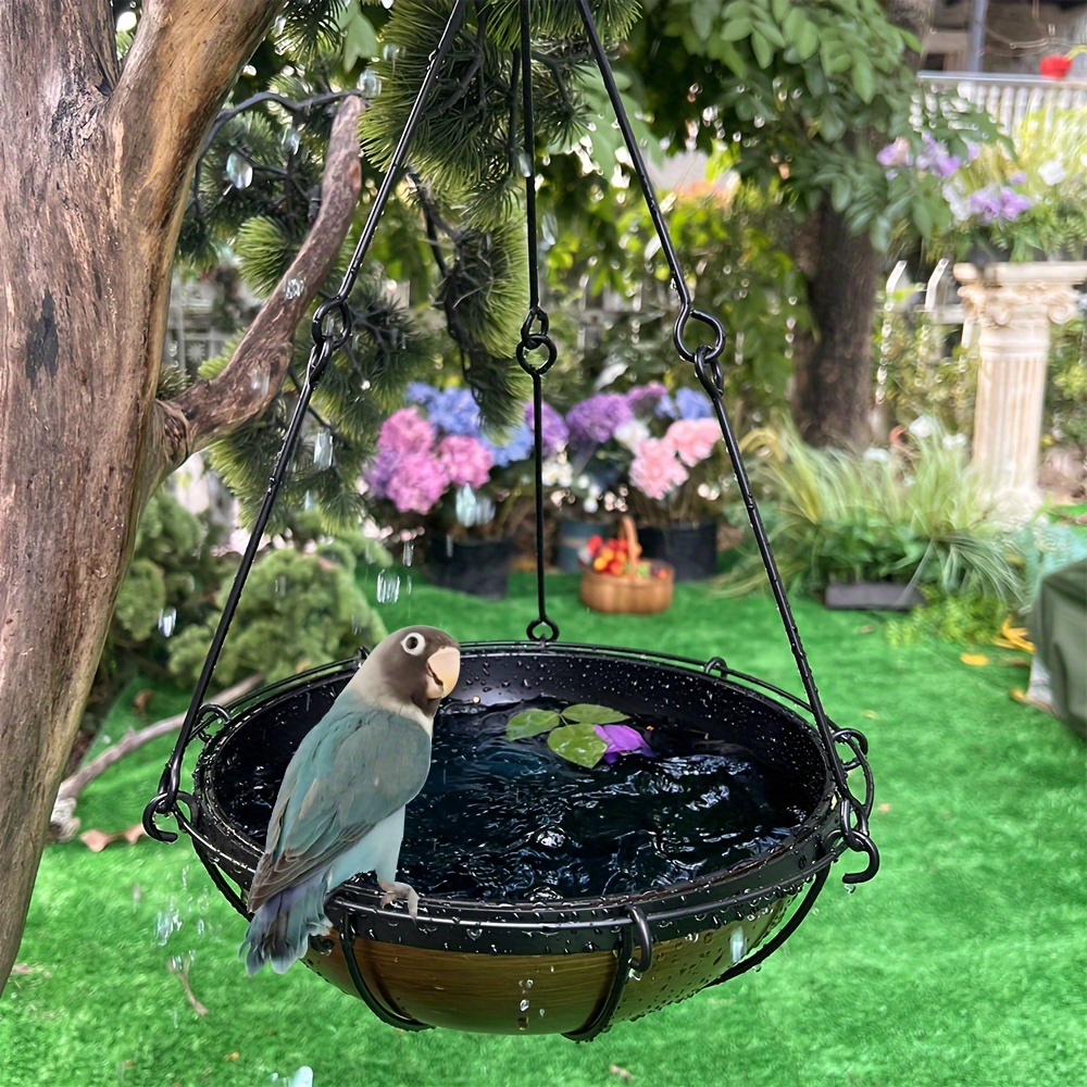 Outdoor Vogelbad Mit Metallkette – Rostfreie Schale, Höhenverstellbar, 62x25x25 Cm, Für Garten, Terrasse & Balkon – Wetterfest & Dekorativ