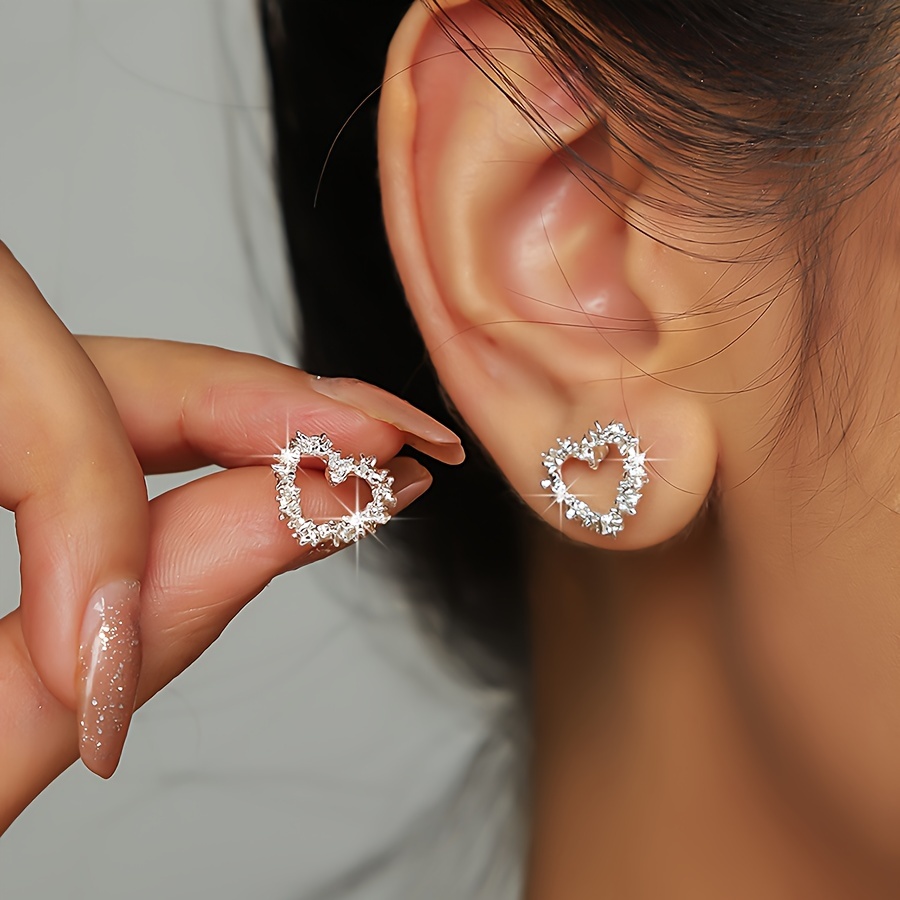 

Small, Cute, And Elegant Broken Silvery Love Earrings