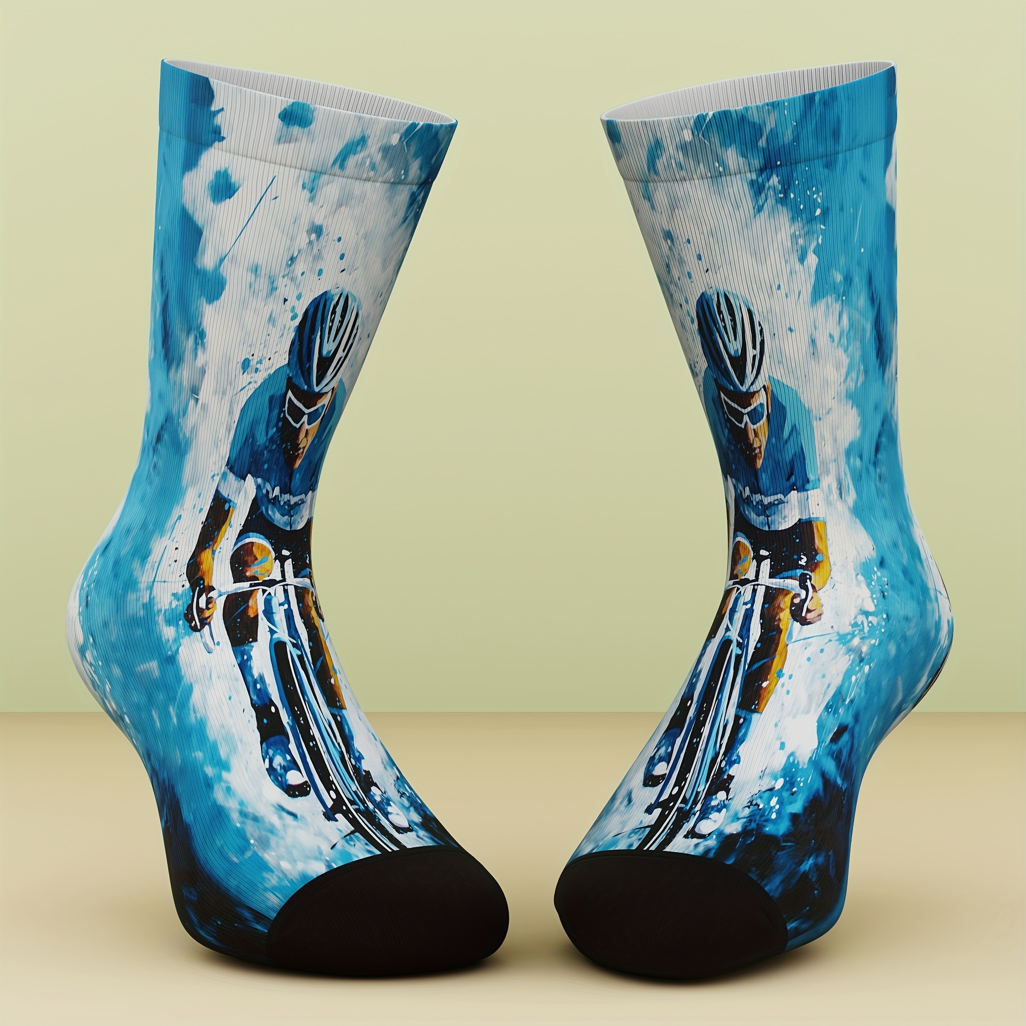TEMU 1 Pair Of Unisex Socks With Cycling Patterns, Fun And Fashionable, Comfortable And Breathable, Novelty Sock Gift, 3d Digital Printing Technology