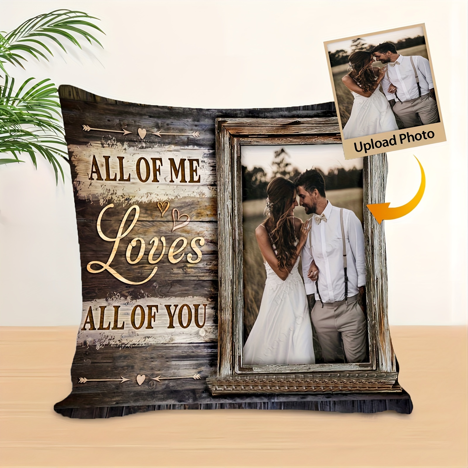 

Custom Photo Pillow - ' Loves All Of You' Theme, Soft Plush 18x18in, Perfect For Sofa & Bed Decor, Machine Washable, Zip Closure