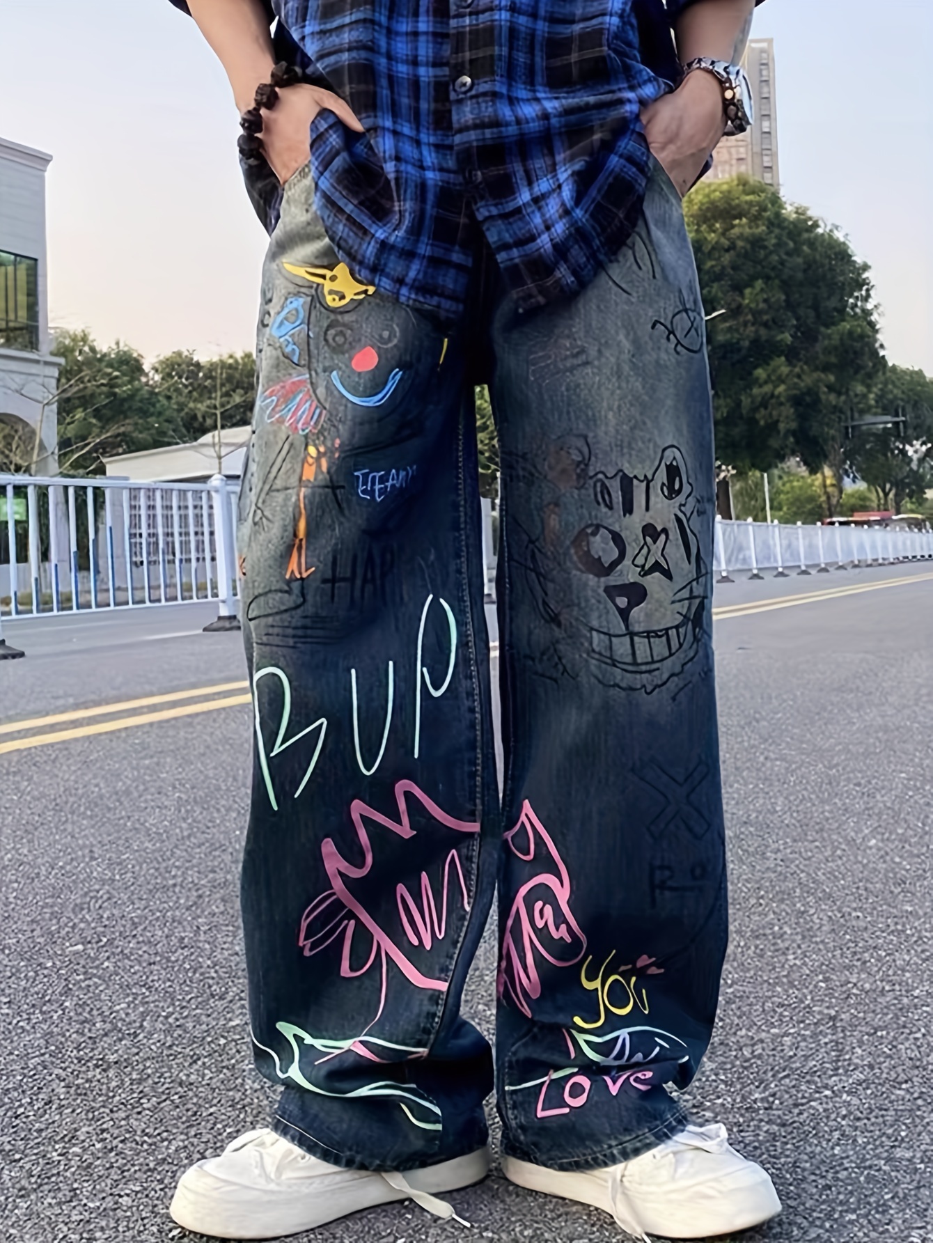 pantalones hombre estilo hip hop corte suelto pierna Temu Uruguay