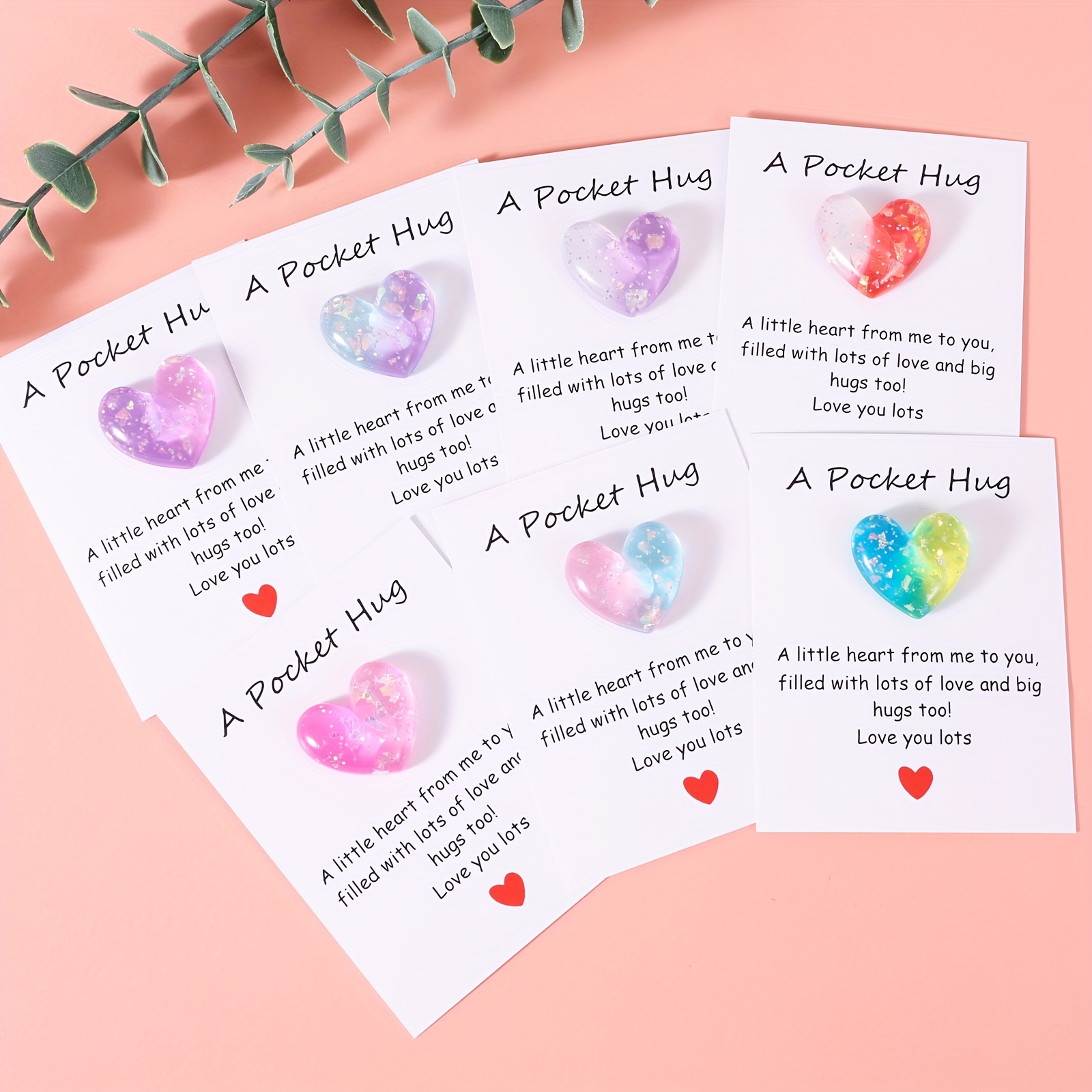 

7pcs Resin Heart Pocket Hug Cards, Cute Encouragement Greeting Cards, Perfect For Valentine's Day, Birthday, Wedding, Christmas Gifts, Aesthetic Paper Gift Cards For Anyone