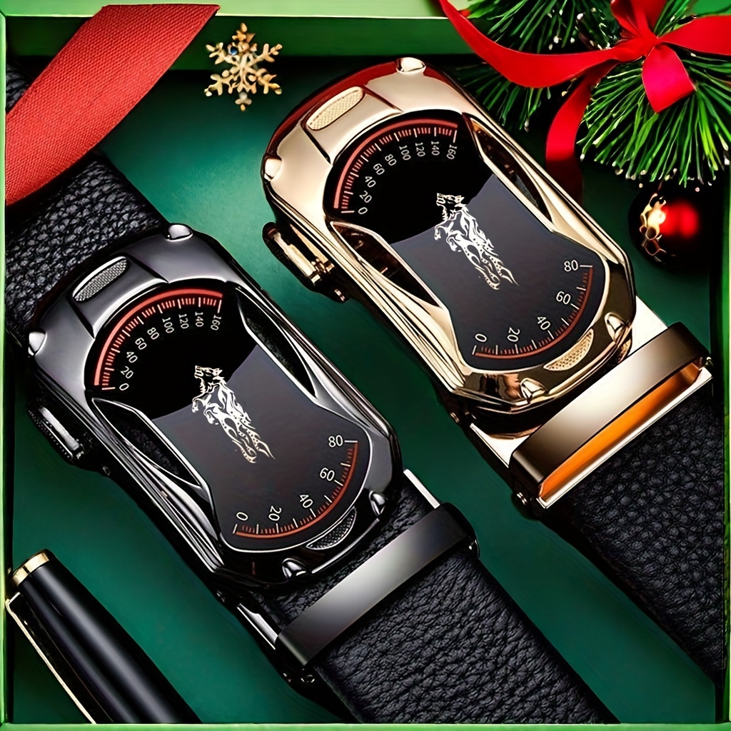 

A Stylish Men' Belt - Fast, Portable, Perfect Gift For - High-quality Pu Leather, Adjustable Length, (simulated Leather)