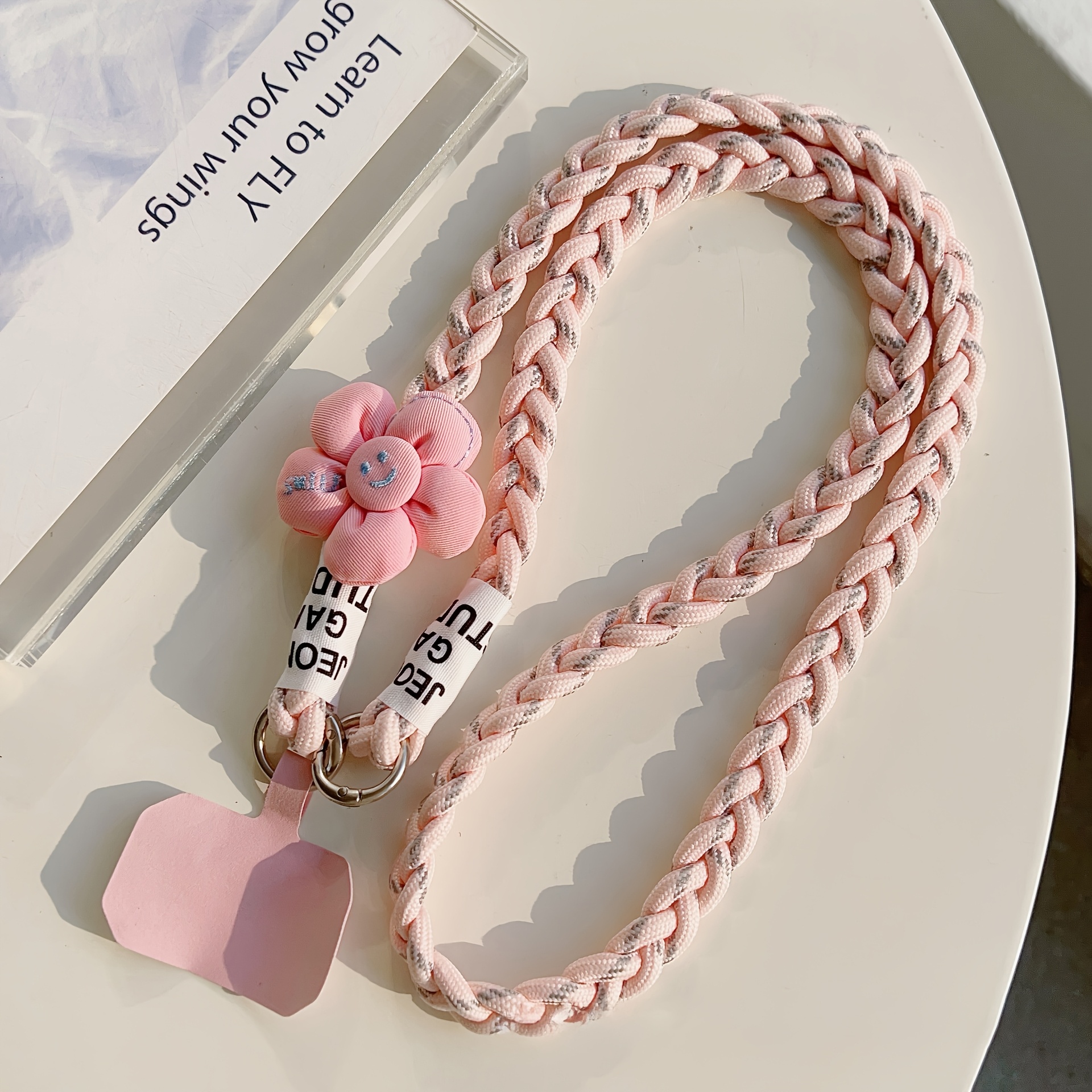 TEMU Five-petal Flower Woven Rope Wearable Crossbody Bag Style Lanyard Crossbody Phone Case Universal Pad Anti-loss Rope