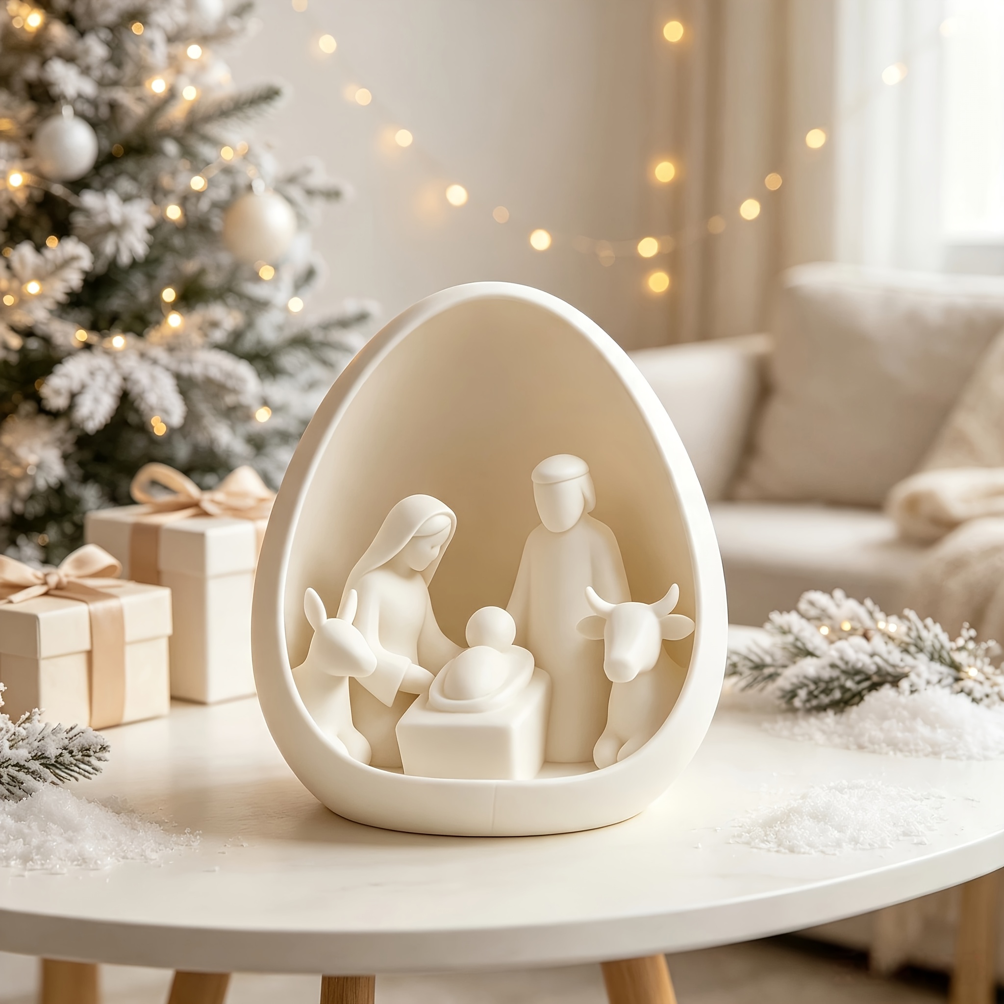 TEMU Decorazioni Natalizie , Ornamenti a Forma di Uovo per Santa, Decorazioni Religiose da Tavolo