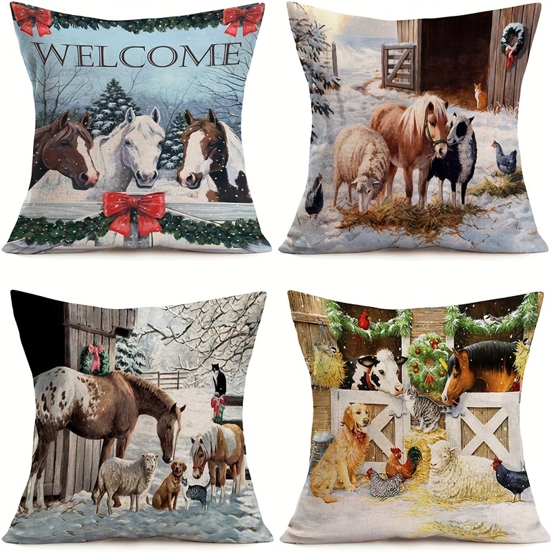 

4pcs Christmas Set Cow Decorative Decoration 45 X 45cm