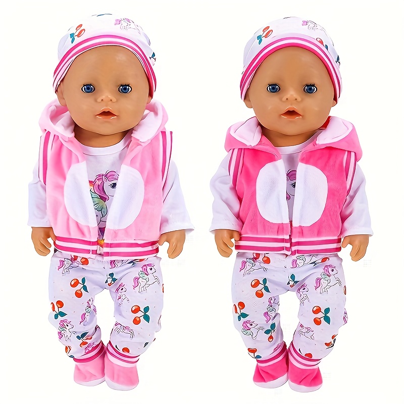 

Unicorn-themed Doll Outfit Set For 14-18 Inch Newborn Dolls, Fits 36- Baby Dolls, Polyester, Ideal Gift For -6 Years - Clothes Only (doll Not Included)