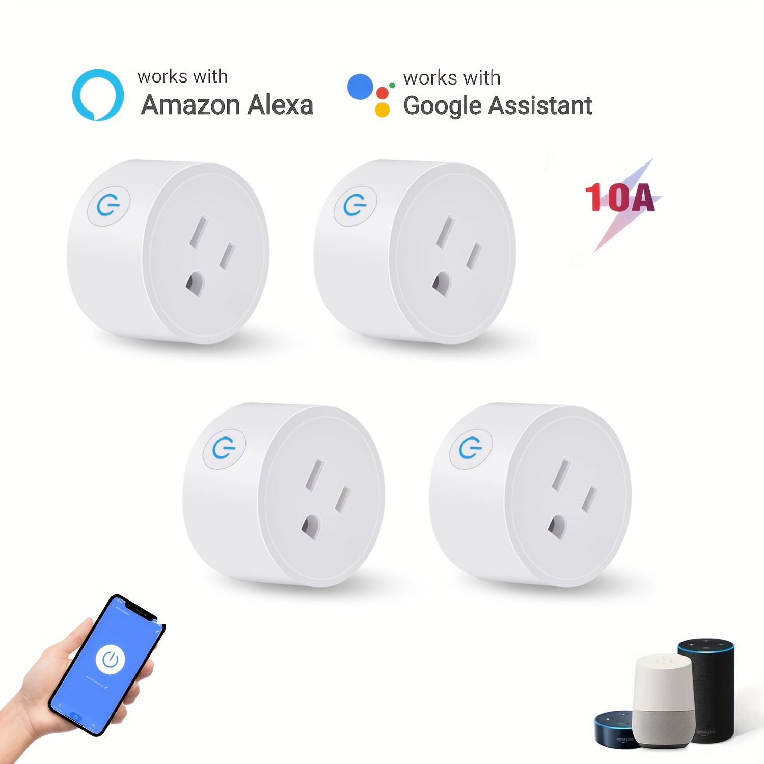 enchufe inteligente wifi, compatible con alexa y google home, máx. 16a enchufe inteligente inalámbrico,   dispositivos, enchufe alexa, no requiere hub, control remoto/voz por app