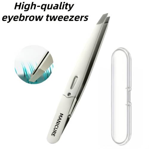 stainless steel professional eyebrow tweezers tweezers with angled tips hair removal tweezers for eyebrows and beard safe