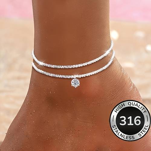cavigliera a in acciaio inossidabile 316 a sei griffe, cavigliera impermeabile da spiaggia, adatta per abbigliamento , feste, , appuntamenti, gioielli